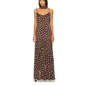 Show Me Your Mumu Brown Polka Dot Dalia Maxi Dress with Scarf